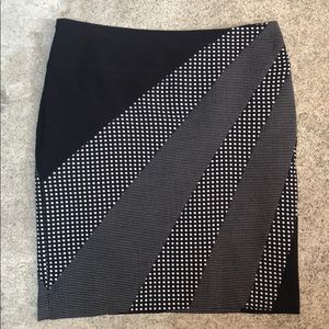 Black Asymmetrical Design Dot Skirt - 10 Petite